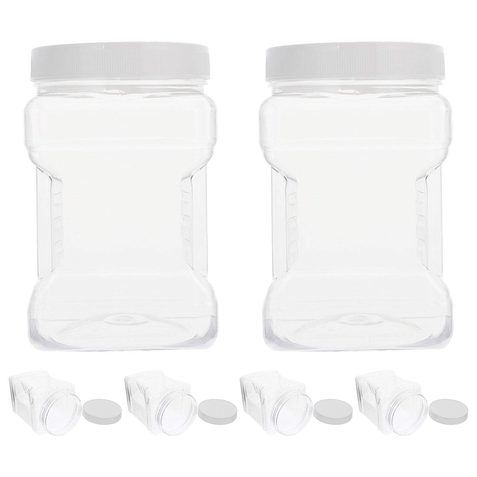 Food Storage Containers - 6 stuks transparante vierkante plastic voorraadpotten,