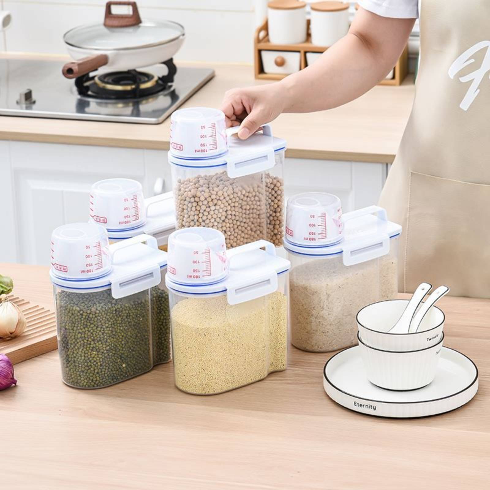 Food Storage Containers - Rijstbewaarcontainer Veilige rijstdispenser met maatbeker Droge