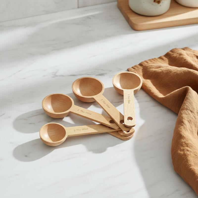 Kitchen Gadgets To Gift - Houten maatschepje 7,5-45ML, draagbaar, beuken/walnoot, milieuvriendelijk