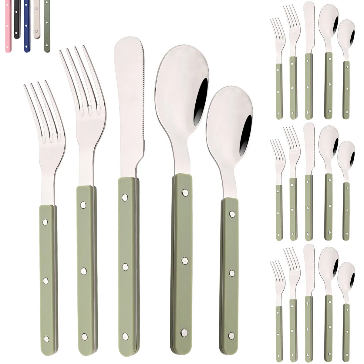 Kitchen Gadgets Green - 20 Stuks Bestekset Acryl Handvat Servies