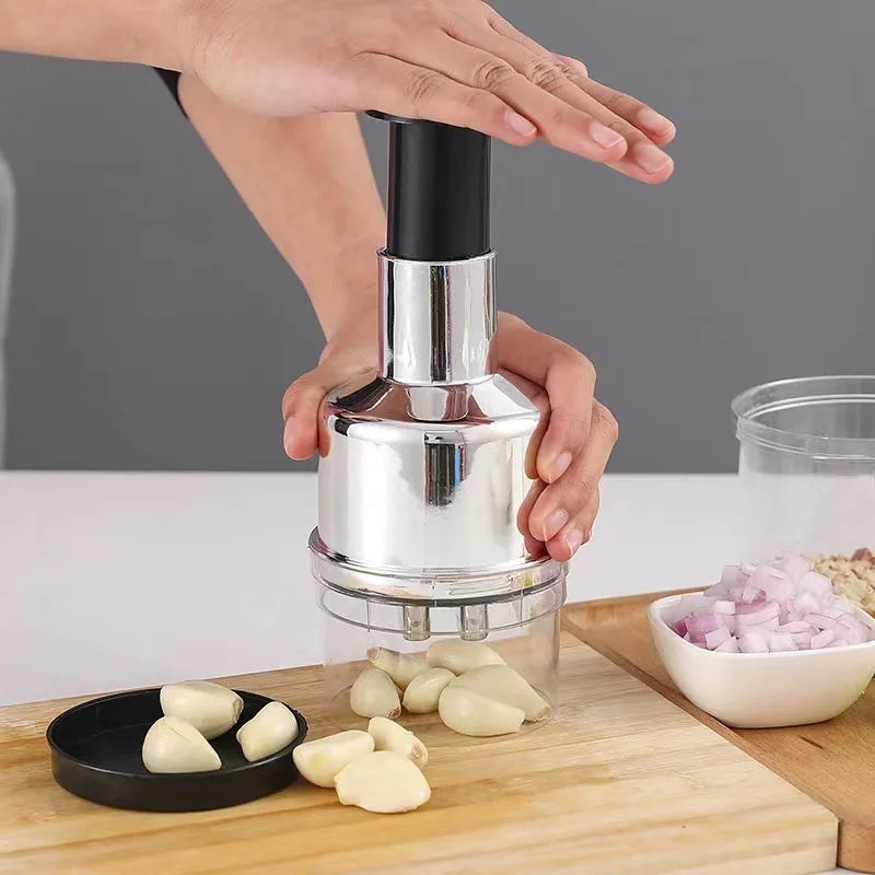 Kitchen Gadgets Vegetable Chopper - Nieuwe roestvrijstalen knoflookpers en uienhakker, multifunctionele