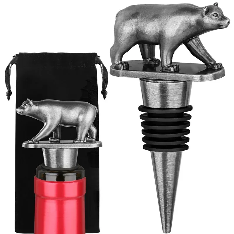 Kitchen Gadgets Club - Draagbare metalen beervorm wijnstopper Dierenflessenstoppers voor
