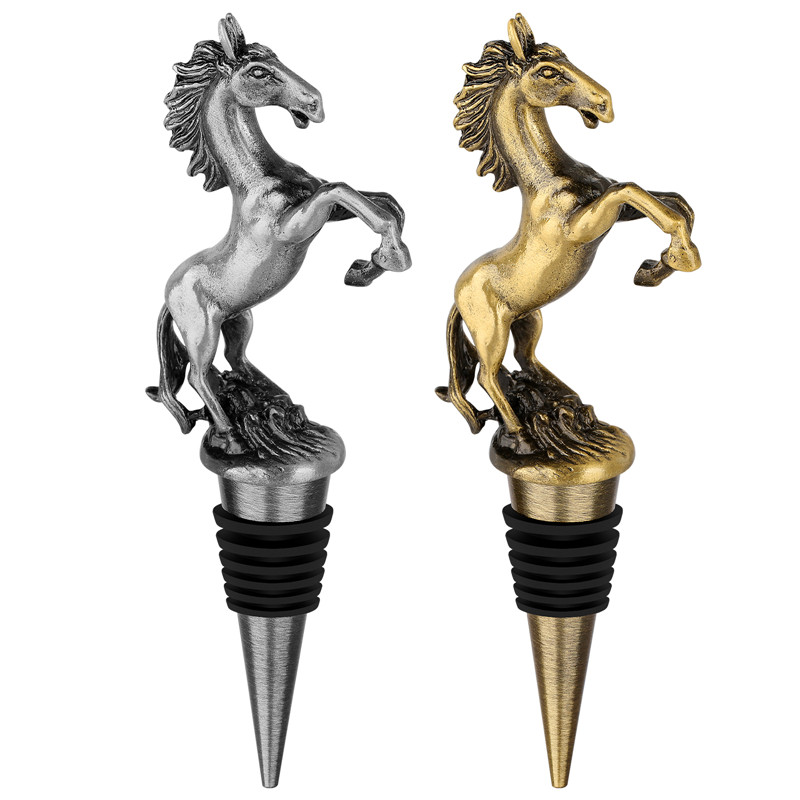 Kitchen Gadgets Club - Creatieve paardenvormige wijnstopper, metalen flesstopper, champagnebeschermer
