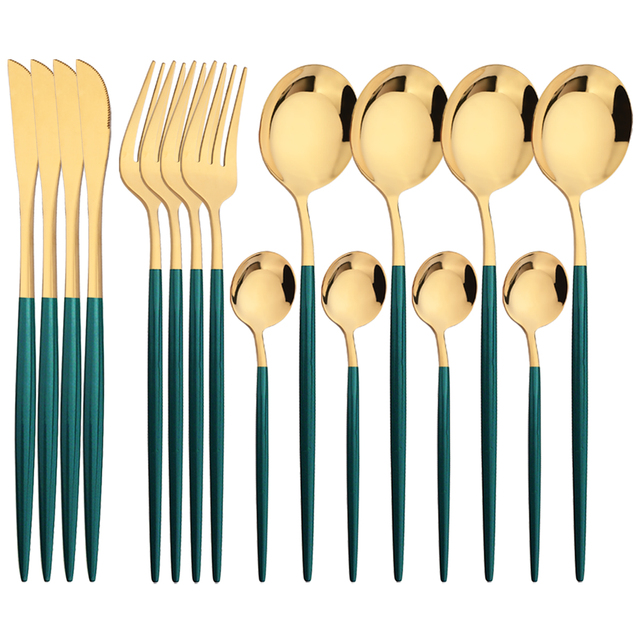 16 Stuks Groen Goud Servies Ro - Kitchen Gadgets Green recensie en prijs