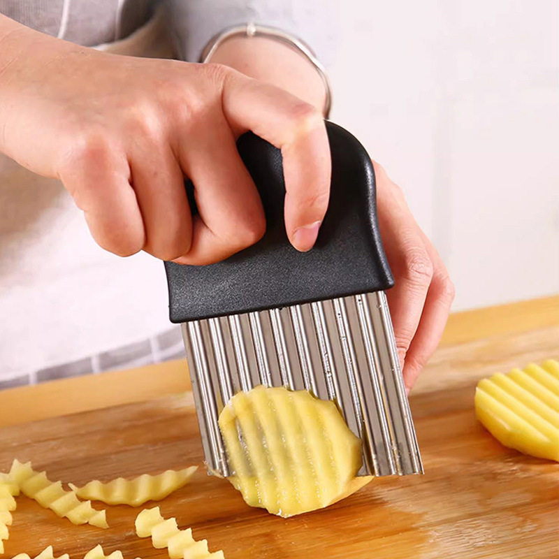 RVS gegolfde aardappelmes, fri - Kitchen Gadgets Vegetable Chopper recensie en prijs